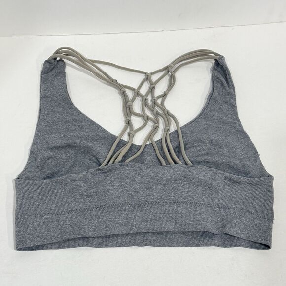 Pro-Fit Womens Seamless Knotted Sports Bra gray Wireless Strappy Racerback Small - Picture 7 of 16